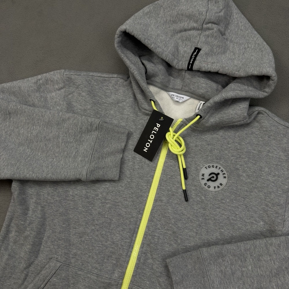 Peloton Heavyweight Gym Hoodie Mens M Full Zip Athletic Gray Sweatshirt NEW